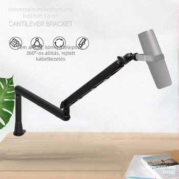 B.BMIC NB-F10 Mikrofon asztali karos állvány, összecsukható alumíniumból, univerzális kompatibilitás mikrofon/telefon/tablet/GoPro, kábeles (kábeles; univerzális kompatibilitás; összecsukható alumínium)