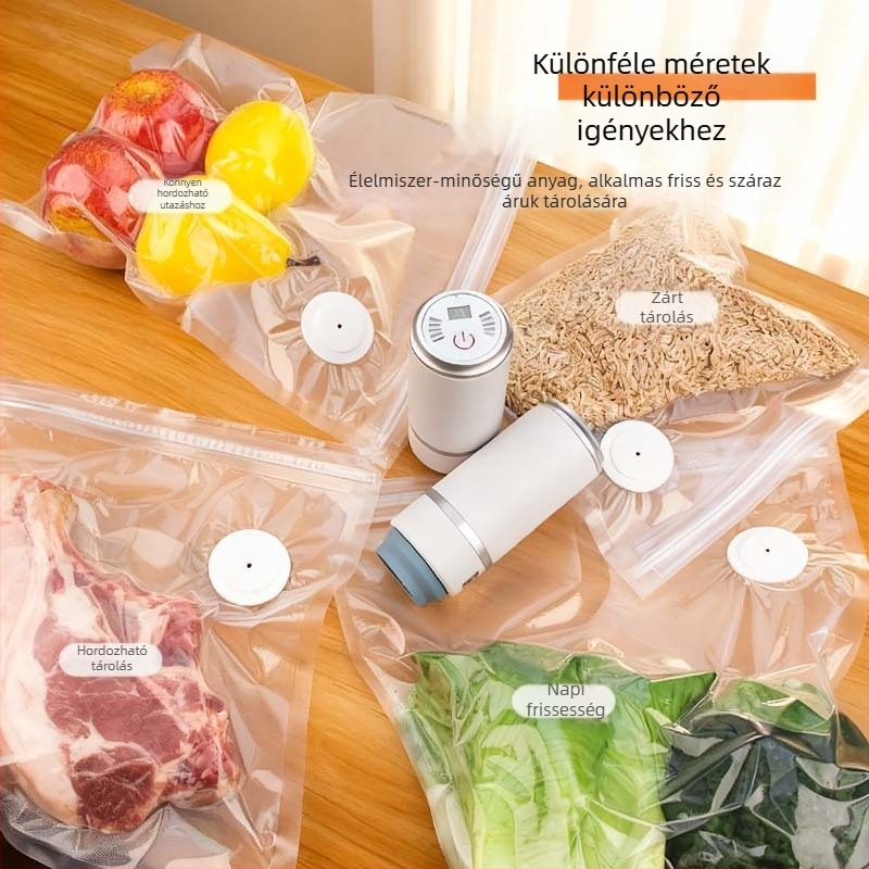 Élelmiszer-vákuum zacskó — PA+PE sűrített anyag, szívó típus, pumpa nélkül, otthoni tároló vákuum zacskó (2025)