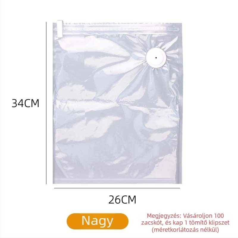 Élelmiszer-vákuum zacskó — PA+PE sűrített anyag, szívó típus, pumpa nélkül, otthoni tároló vákuum zacskó (2025)