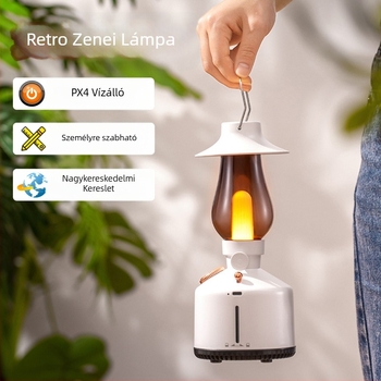 Retro vezeték nélküli Bluetooth hangszóró óra-lámpával és beépített világítással, 4 hangszóró rendszer, Bluetooth 5.0, IPX4, 100Hz-20kHz, 1000-1200 mAh akkumulátor