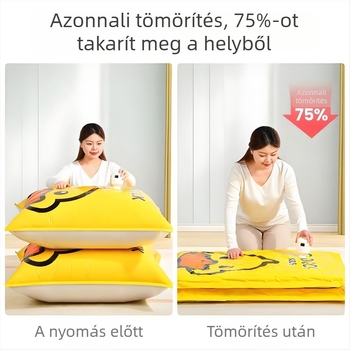 Sűrített vákuum-kompressziós tasak paplanokhoz és ruházathoz, pumpával, modell 1313, PA+PE anyag