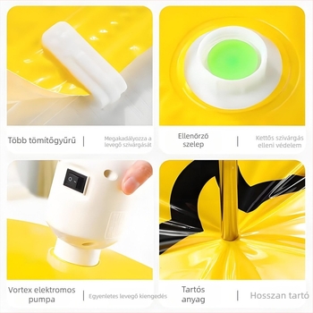 Sűrített vákuum-kompressziós tasak paplanokhoz és ruházathoz, pumpával, modell 1313, PA+PE anyag