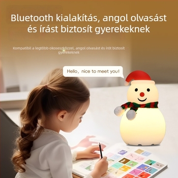 Hóember alakú éjszakai fény szilikonból, Bluetooth audioval, beépített 6V-s akkumulátorral