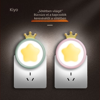 Csillagkoronás LED éjszakai lámpa, konnektoros tápellátás, induktív kapcsoló, ABS búra, modern stílus