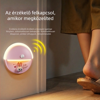 Éjszakai lámpa mozgásérzékelővel és mágneses rögzítéssel, beépített akkumulátor, ABS ház – rajzfilmszerű állat alakú