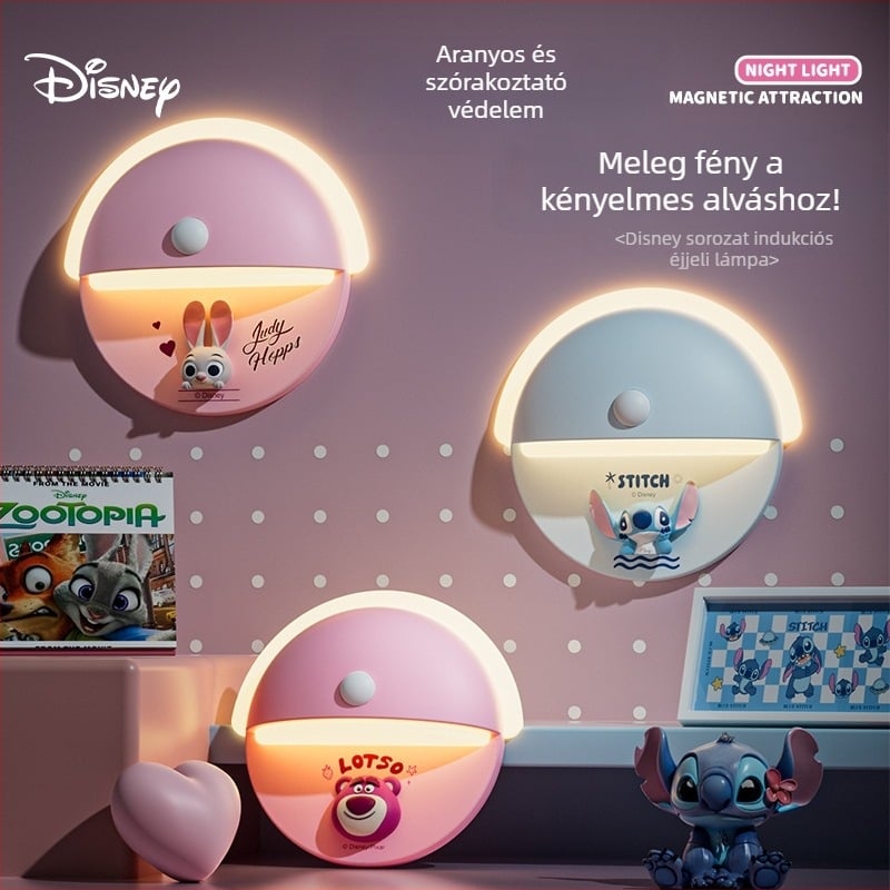 Éjszakai lámpa mozgásérzékelővel és mágneses rögzítéssel, beépített akkumulátor, ABS ház – rajzfilmszerű állat alakú