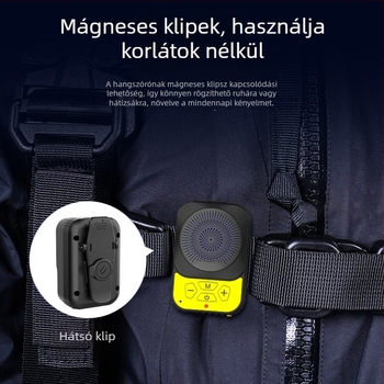 Mágneses klipszes Bluetooth hangszóró, IPX5 vízálló, Bluetooth 5.3, frekvenciatartomány 100Hz-20kHz, SNR ≥100dB