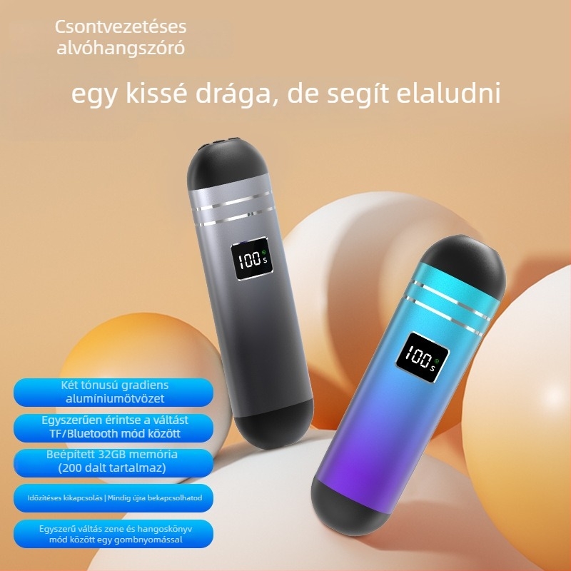 Mini csontvezetéses hangszóró Bluetooth 5.3-mal, beépített akkumulátor, 100 Hz–20 kHz, SNR ≥85 dB, 2 hangszóró, ideális alvás közben párna alatt hallgatáshoz