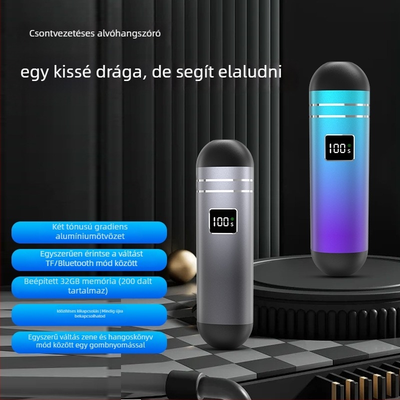 Mini csontvezetéses hangszóró Bluetooth 5.3-mal, beépített akkumulátor, 100 Hz–20 kHz, SNR ≥85 dB, 2 hangszóró, ideális alvás közben párna alatt hallgatáshoz
