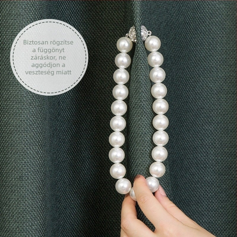 Mágneses gyöngyös függönyzár – Pearl magnet buckle modell, modern minimalista stílus, minden típusú függönyhöz