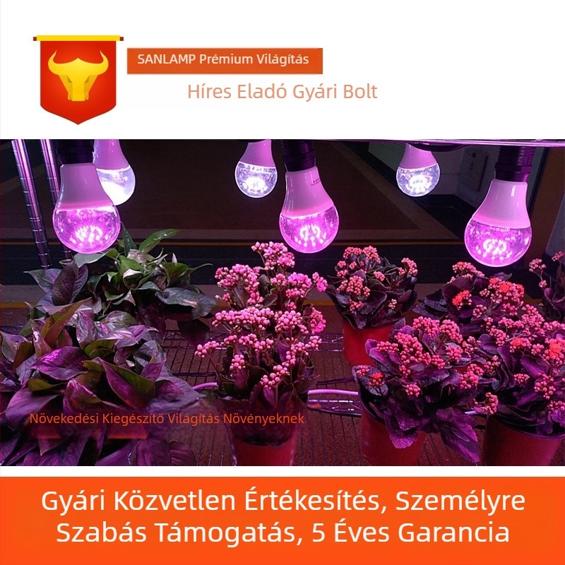 Növények növesztésére szolgáló LED lámpa üvegházhoz, E27 foglalat, IP65 vízálló, 18 LED, 220V, 30 000 óra élettartam