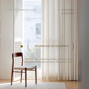 Chenille poliészter áttetsző függöny – modern minimális stílusú nappaliba, vastag és csendes sínnel