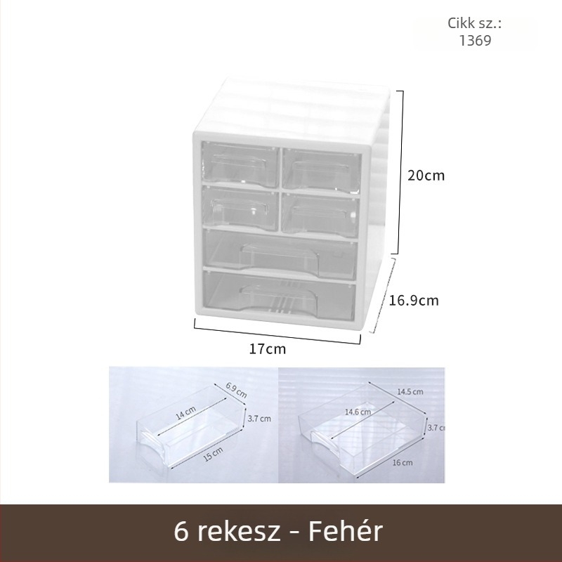 Asztali fiókos tároló doboz (modell 514AAE), PP anyag, fedéllel, rakható, 20 rekesz