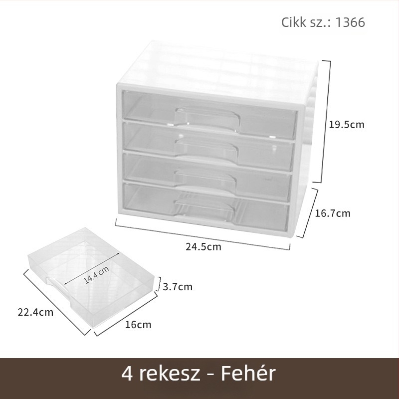 Asztali fiókos tároló doboz (modell 514AAE), PP anyag, fedéllel, rakható, 20 rekesz