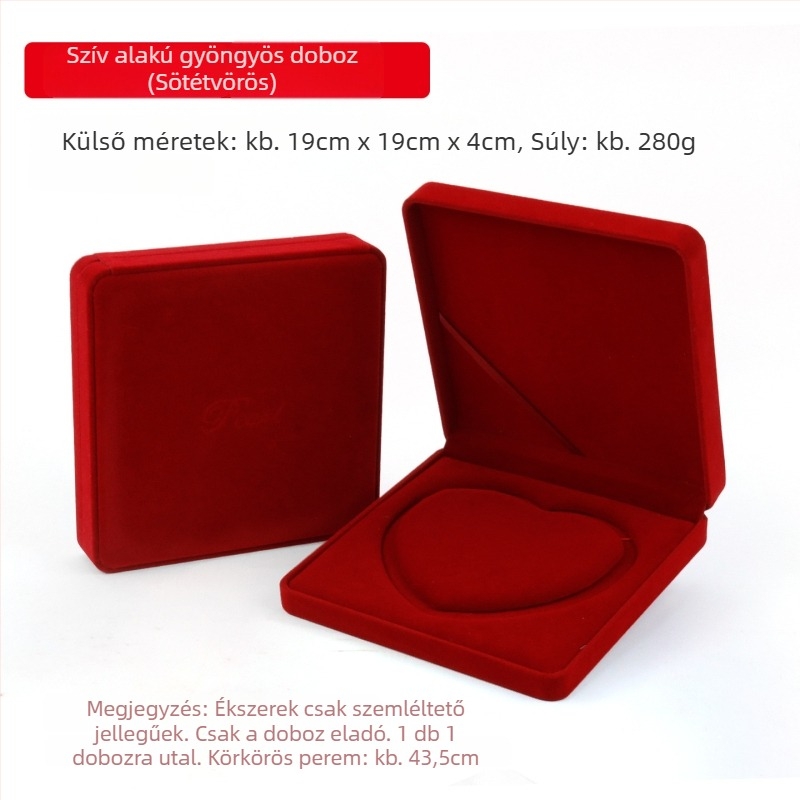 Bársony anyagú ékszerdoboz – három részes készlet nyaklánccal, fülbevalóval és karkötővel