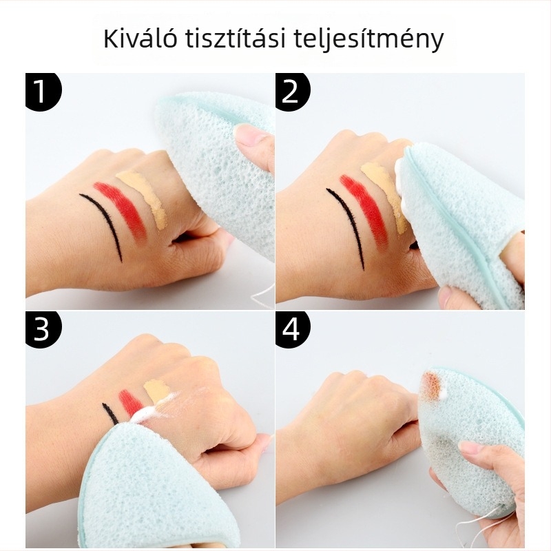 Marion szépségápolási eszközök készlet: arcmosó szivacs, sminklemosó szivacs, tisztító szivacs, arc tisztító öv pánttal — hidrofil poliuretán