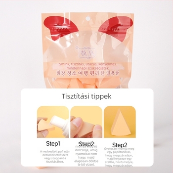 Egyszer használatos háromszög alakú sminkszivacs púderhez, száraz és nedves felhasználásra, anyag: szivacs, 15 db/csomag