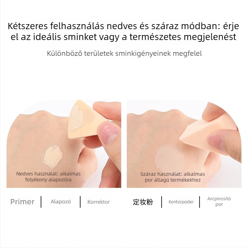 Egyszer használatos háromszög alakú sminkszivacs púderhez, száraz és nedves felhasználásra, anyag: szivacs, 15 db/csomag