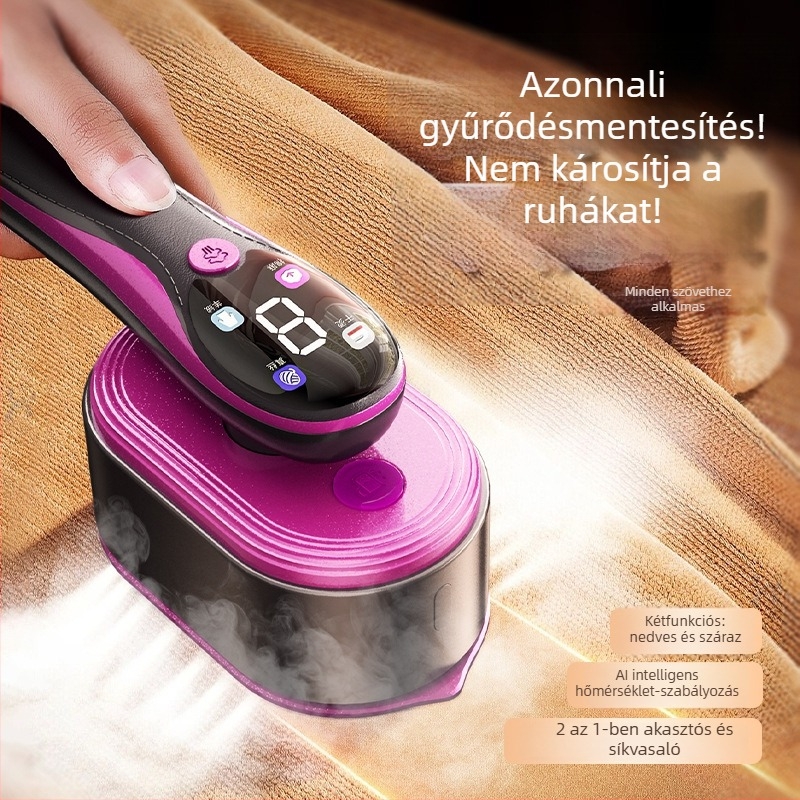 Kézi ruhaszárító gőzölő, hordozható, 3 hőmérséklet-szinttel, alumínium öntvény tartály, AC tápegység 110/220V, kapacitás <0,8 L