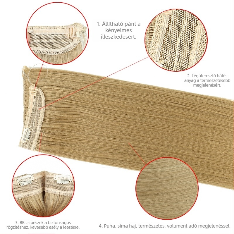 Női paróka egyenes hajjal, hőálló rostból, modell hálószalaggal, festhető