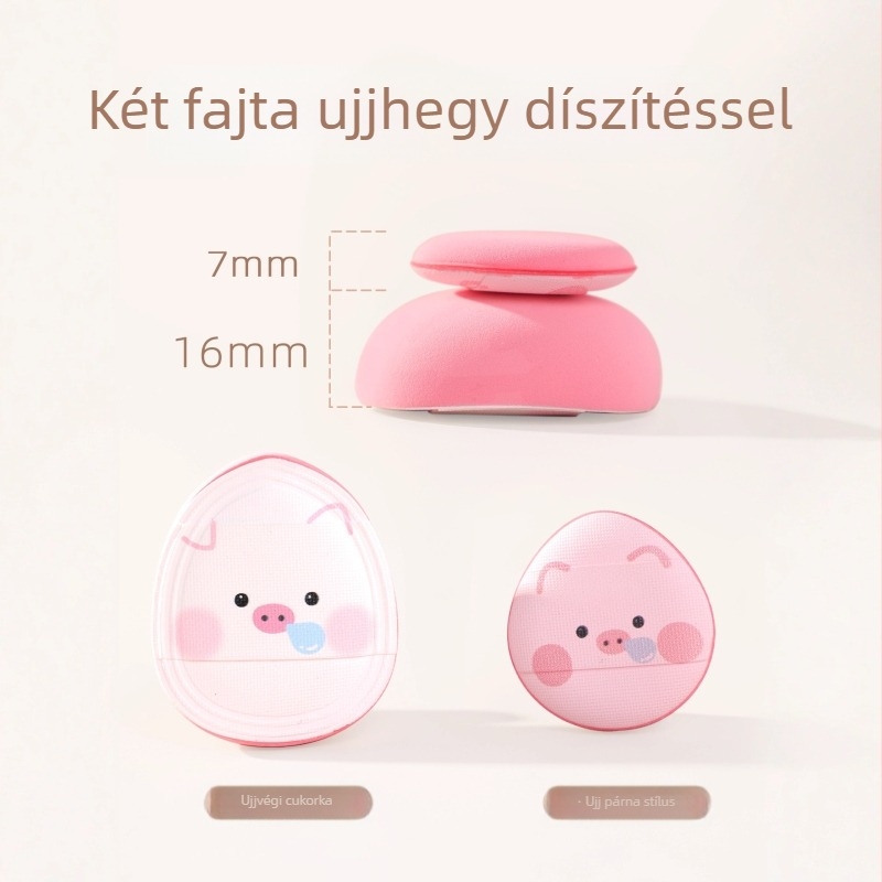 Guo Xiaoniu ZOO Sorozat – Púder Puff Készlet nedves és száraz használatra, 2 bolyhos puff, 1 marshmallow puff, 2 ujjbegy puff, tároló doboz; Anyagok: poliészter, szivacs, ruby cell, rugalmas szivacs, PU bőr