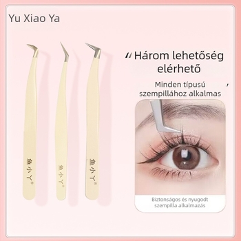 Yuxiaoya szempilla csipesz lassú átültetési technikával és tollas klipekkel, rozsdamentes acél, kezdő eszközök, Guangzhou eredet