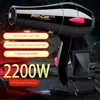 Renji 827 Hajszárító - 2200W, Meleg és Hideg levegő, Kefés motor, 220V, ABS ház