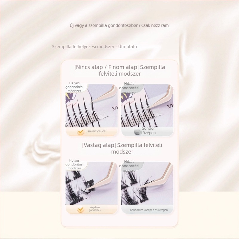 Sandi yipin műszempilla csipesz, 7-es alakú, tollas klipekkel, rozsdamentes acél