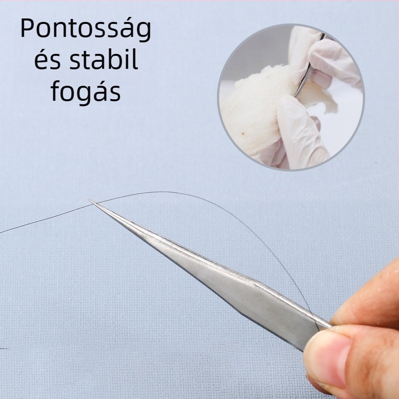 Szempillás csipesz rozsdamentes acélból, hegyes vég, orvosi felhasználás