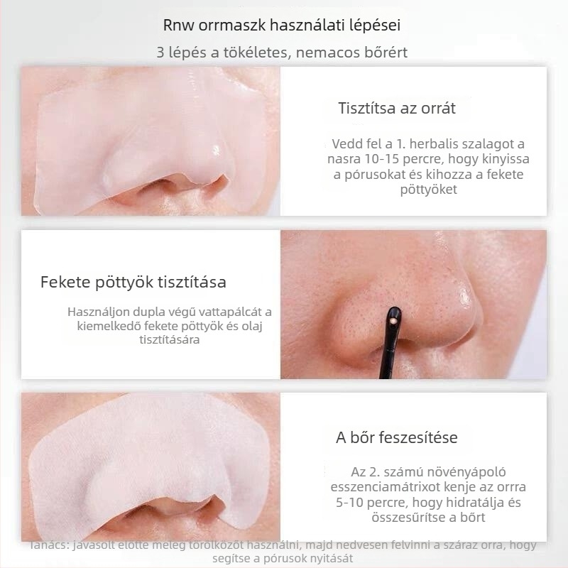 Ruwei orrmaszk mitesszerek eltávolítására – dupla hidratáló formula, 5 darabos csomag, minden bőrtípushoz, 3 év jótállás