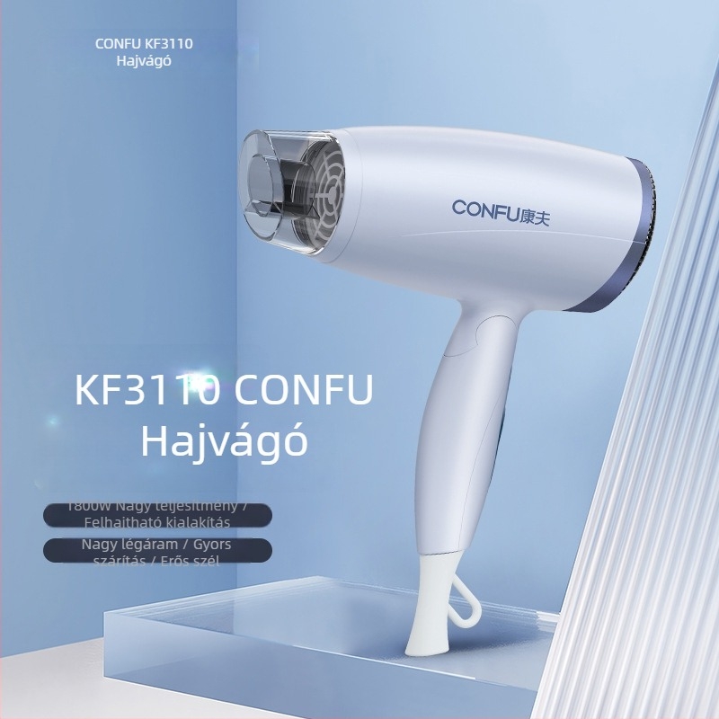 Confu 3110 hajszárító otthoni használatra, 1800W, 220V, összecsukható, túlmelegedés elleni védelem