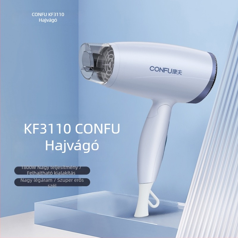 Confu 3110 hajszárító otthoni használatra, 1800W, 220V, összecsukható, túlmelegedés elleni védelem