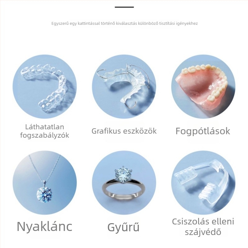 Ultrahangos tisztító készülék fogszabályzóhoz, retainerhez, szemüveghez és ékszerekhez – otthoni, multifunkcionális tisztító USB tápegységgel, 12V, 20W, 300 ml