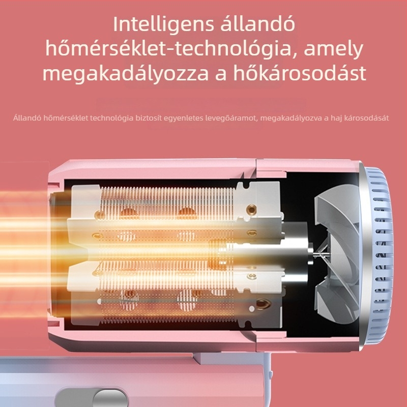 Összecsukható utazó hajszárító, 1200W, 220V, DC motor, forró/hideg levegő, túlmelegedés elleni védelem