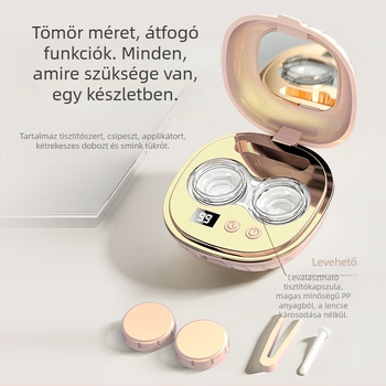 Ultrahangos kontaktlencse-tisztító doboz automatikus öblítéssel — YJ-77, USB töltés, 3.7V, 5W, működési idő legfeljebb 2 óra