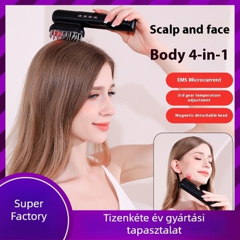 4 az 1-ben szépségkefe mikroáram-masszírozóval és fejbőr-kezelő applikátorral – olajkontroll, korpásodás elleni, viszketés elleni, fejbőr nyugtató