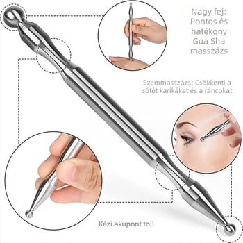 Rozsdamentes acél akupunktúrás masszázsbot, hordozható, 40 g, logóval