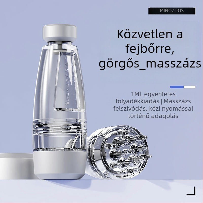 Speciális fejbőr-alkalmazó gördítő gömbbel olaj és tápláló oldathoz – hordozható masszírozó beépített 800–1000 mAh akkumulátorral, IPX0