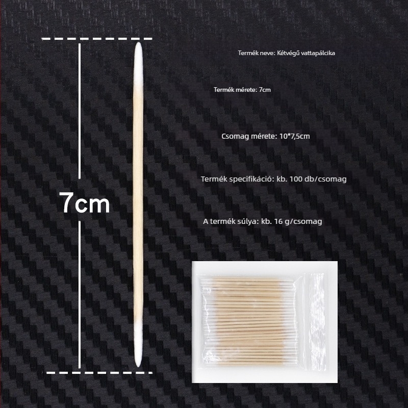 Kétoldalas vattapálcika, egyszer használatos szépségápolási eszköz a szemöldök tisztításához, hegyes végek, nettó tömeg 16 g