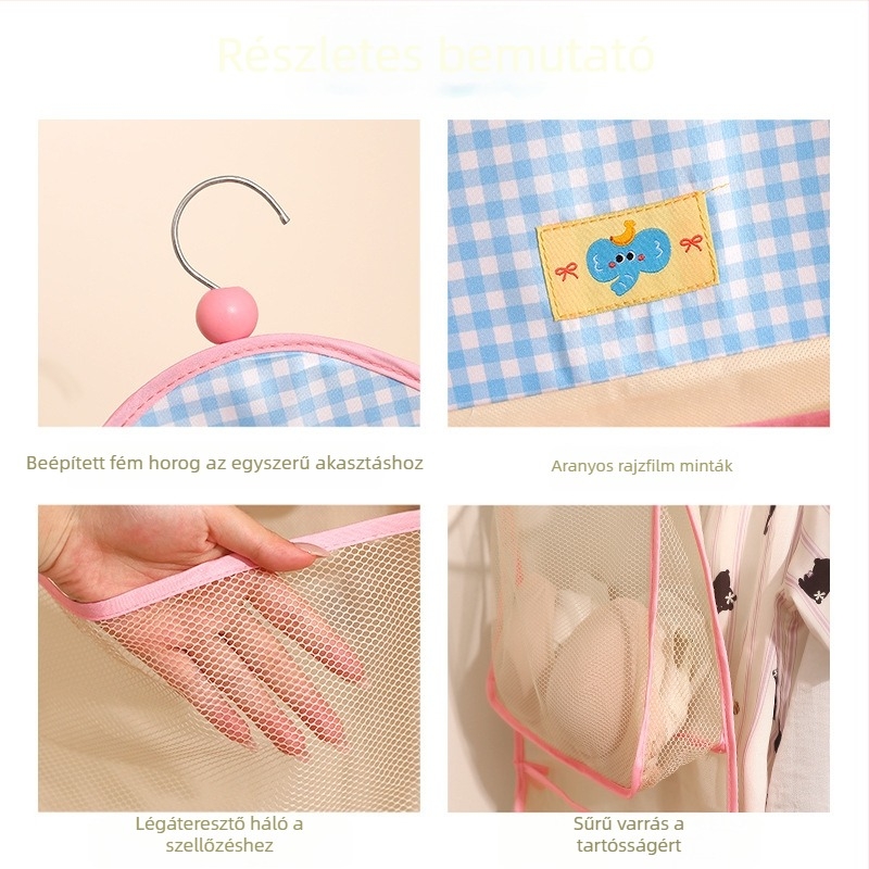 Cartoon mintás falra szerelhető fehérnemű és zokni tároló táska, poliészter; Márka: Cute and Transparent; Cikkszám: Lh126
