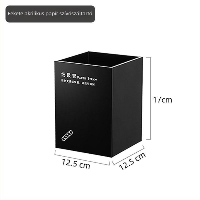 Szívószál és szalvéta tároló doboz, műanyag, sima felület, négyszögletes kialakítás, modern-minimalista stílus