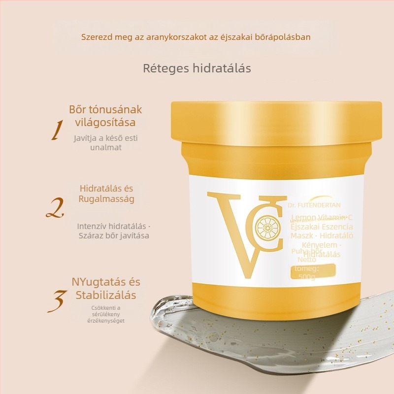 Dr. Bounce Citromos C-vitaminos éjszakai esszencia maszk — krém-gél maszk, hidratál és megnyugtatja a bőrt, normál bőrtípushoz, 3 éves szavatosság