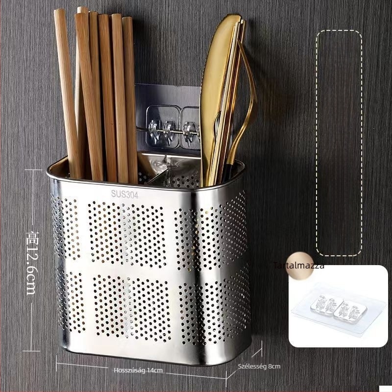 Akasztós evőpálcika tartó, négyzet alakú szárító rács, penészmentes, PP anyag