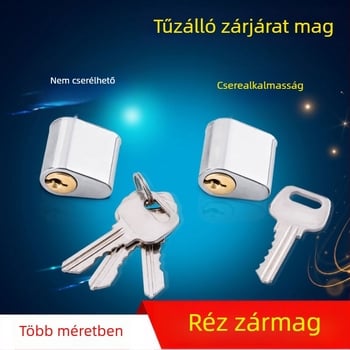 Réz anyagú tűzvédelmi ajtó zár cilindere; modell Fireproof lock cylinder; márka Zhiwei; alkalmas tűzvédelmi ajtókhoz; tömeg 60 g