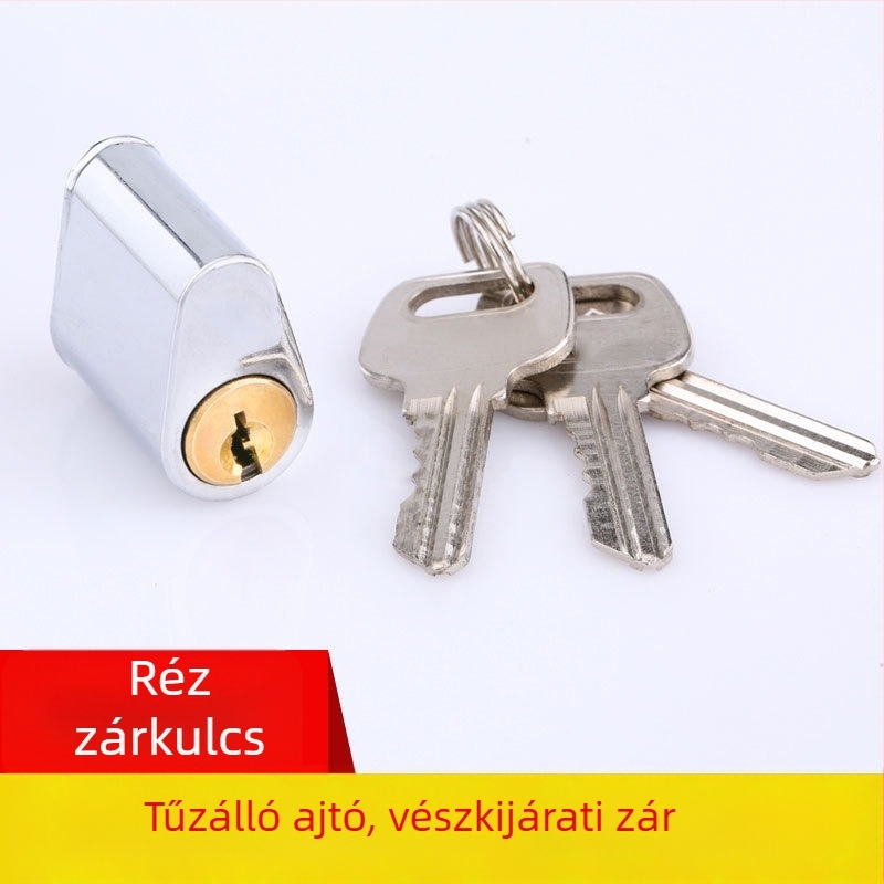 Réz anyagú tűzvédelmi ajtó zár cilindere; modell Fireproof lock cylinder; márka Zhiwei; alkalmas tűzvédelmi ajtókhoz; tömeg 60 g