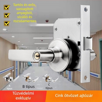 Tűzvédelmi ajtó retrofit zár kulccsal – rozsdamentes acél • módosított folyosózár kulccsal • tűzvédelmi ajtókhoz • modern minimalista stílus • tömeg 700 g