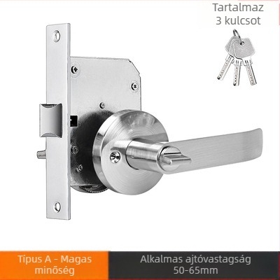 Tűzvédelmi ajtó retrofit zár kulccsal – rozsdamentes acél • módosított folyosózár kulccsal • tűzvédelmi ajtókhoz • modern minimalista stílus • tömeg 700 g