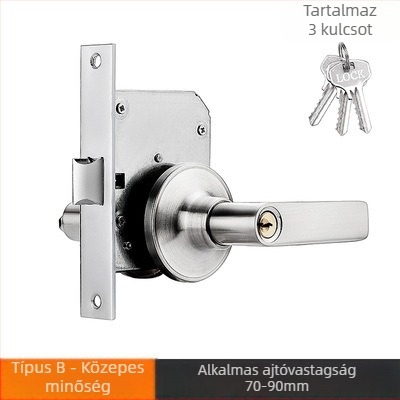 Tűzvédelmi ajtó retrofit zár kulccsal – rozsdamentes acél • módosított folyosózár kulccsal • tűzvédelmi ajtókhoz • modern minimalista stílus • tömeg 700 g