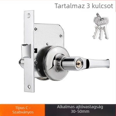 Tűzvédelmi ajtó retrofit zár kulccsal – rozsdamentes acél • módosított folyosózár kulccsal • tűzvédelmi ajtókhoz • modern minimalista stílus • tömeg 700 g