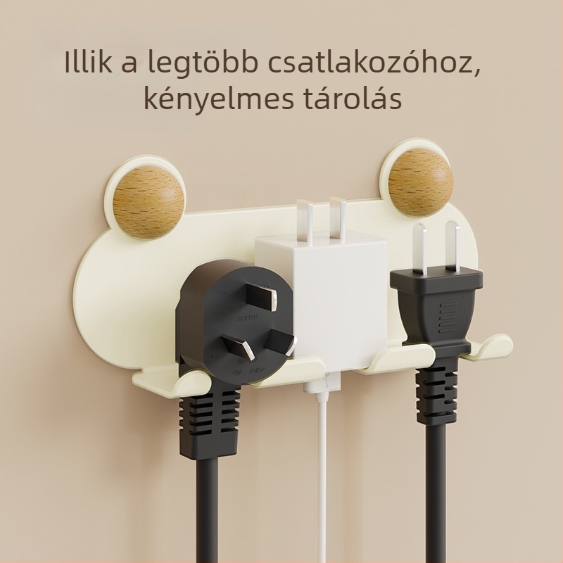 Falihoz szerelhető, lyukasztás nélküli fém kábelrendező, egylábú kampóval, konyhai kábelekhez